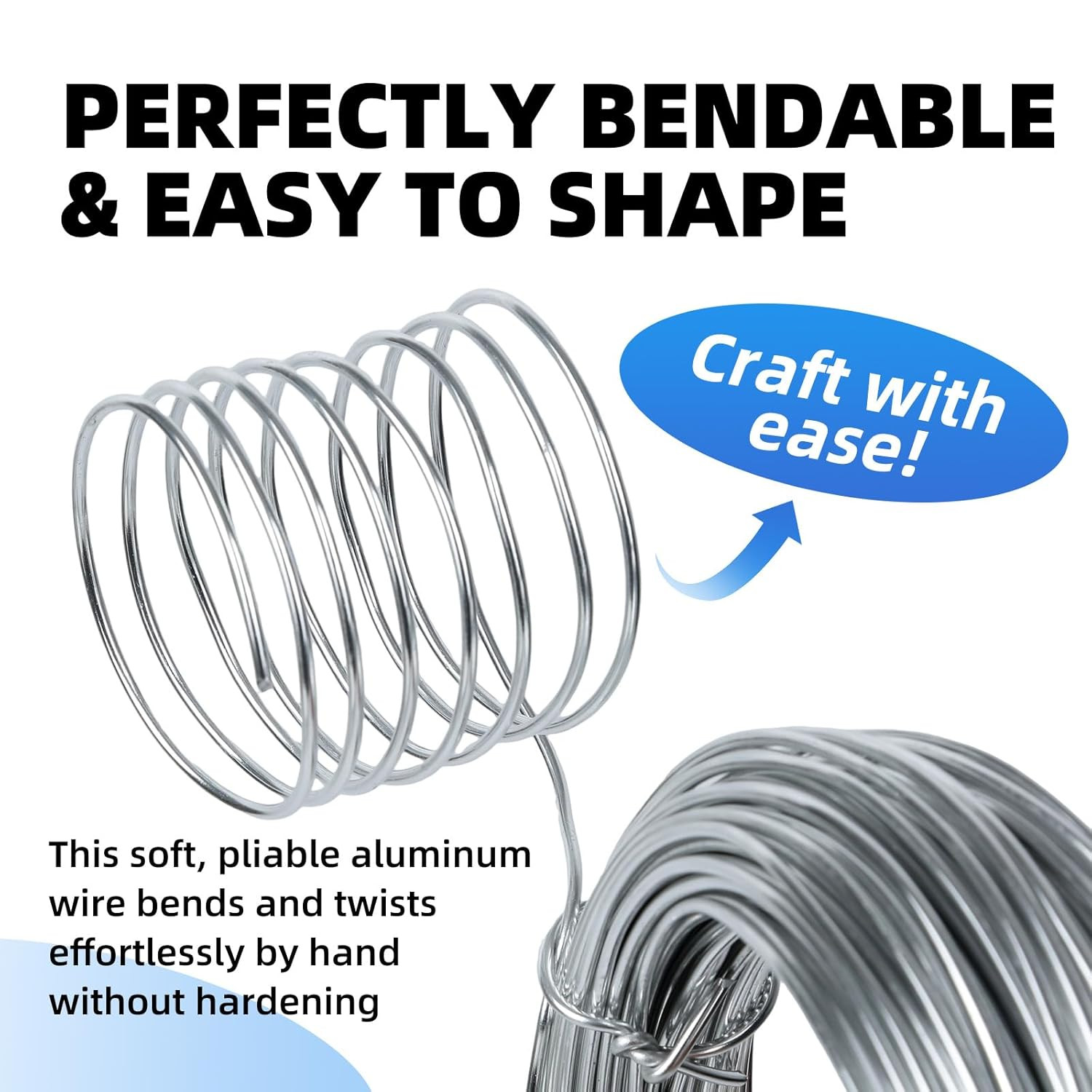 Bendable Aluminum Craft Wire – 1mm 18 Gauge (50m / 165ft) Spool, Floral Wire for