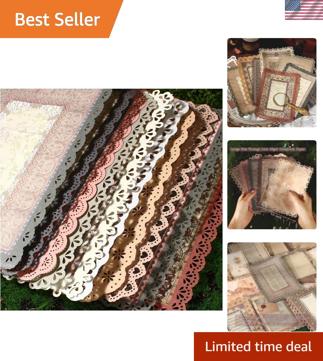 30 Sheets , Assorted Set – 3 Pack Background Stationery Paper Ephemera for Ju…