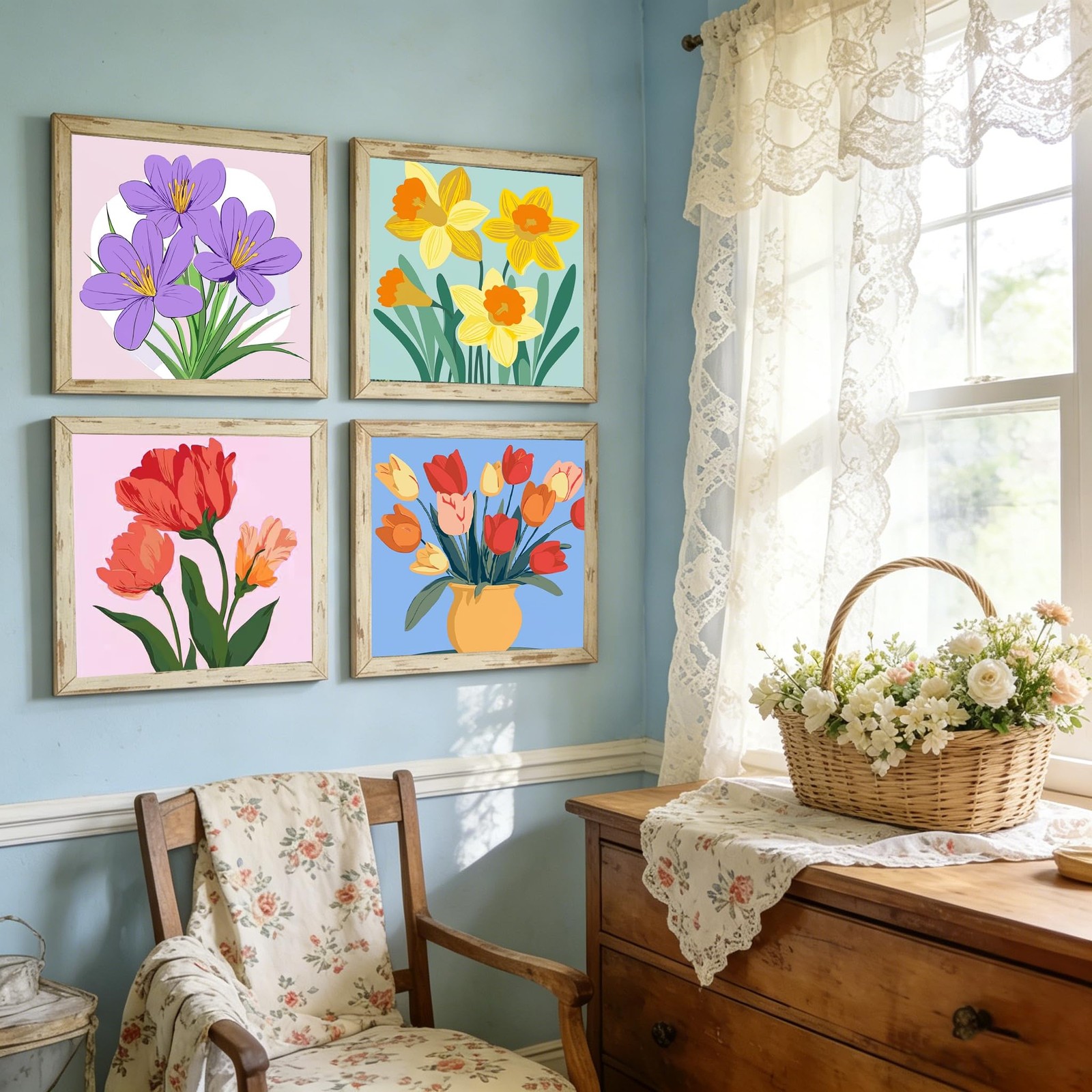 4Pack Framed Flowers Paint by Numbers Kit for Adults Beginner & All Ages 812 …