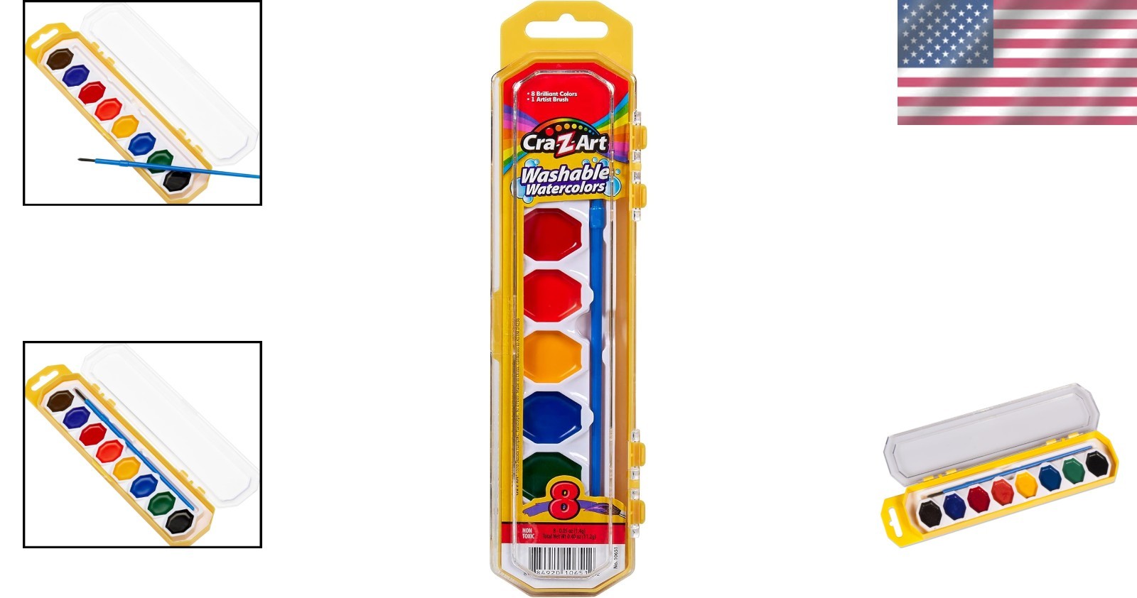Non-Toxic Washable Watercolors Set with Brush – 8 Colors for Kids’ Creativity