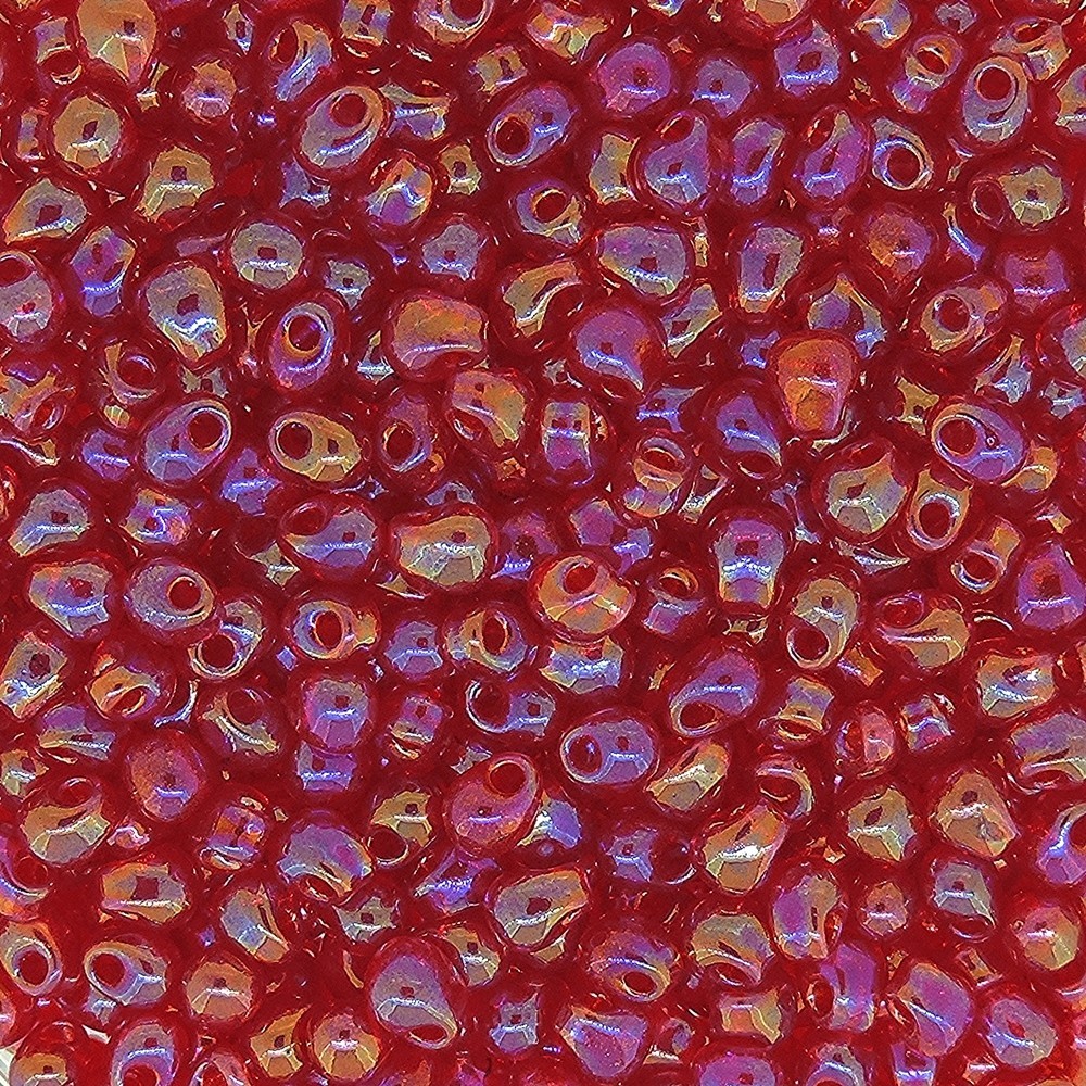 Miyuki Drop Beads 3.4mm Teardrop Shape 9GM Transparent Red AB