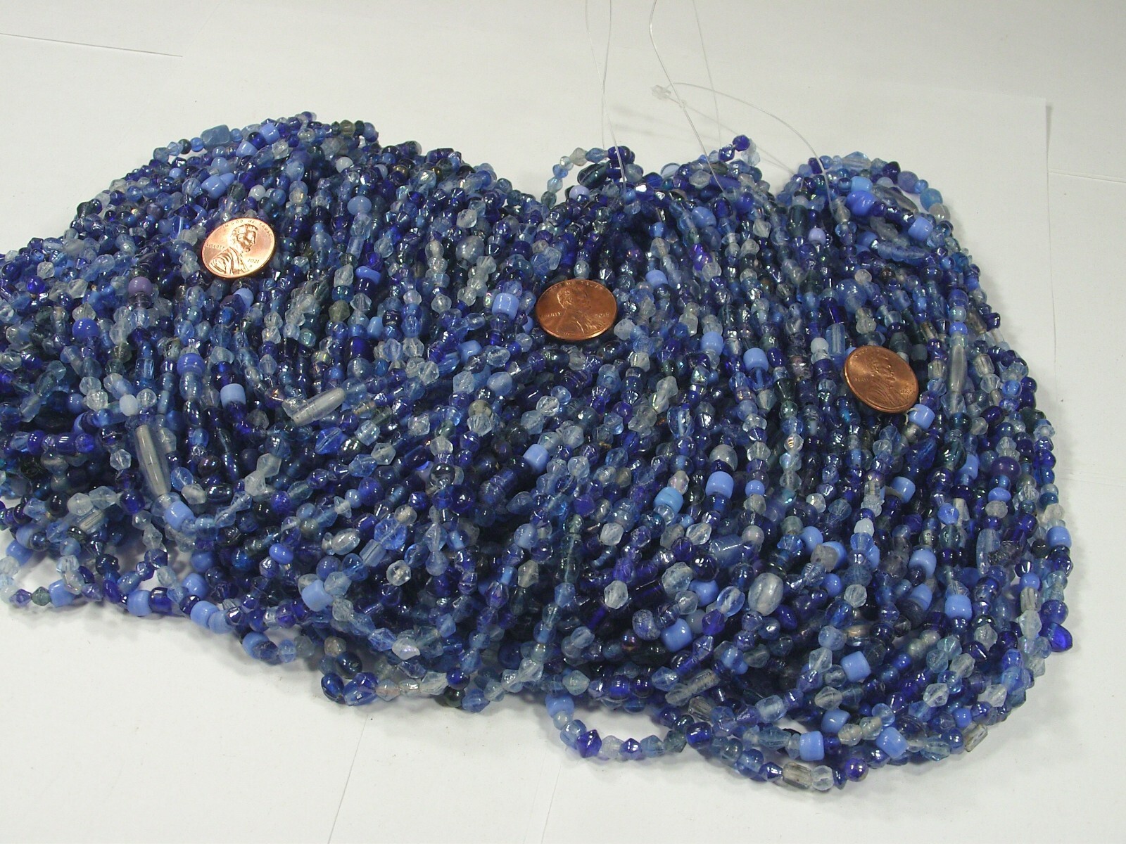 2 Pounds Blue Color India Handmade Glass Spacer Beads Bulk Lot (QKP-3) ⭐