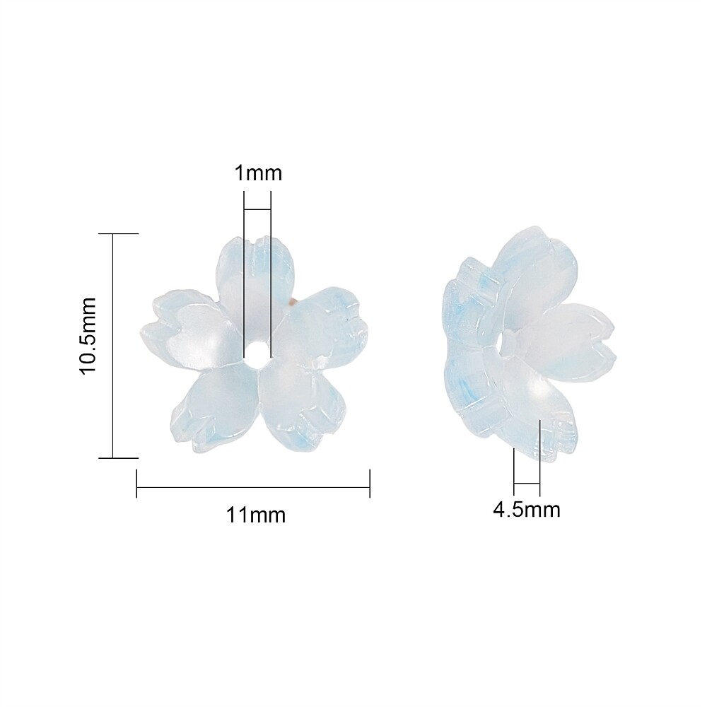 100x Resin Flower Cherry Blossom Charm End Bead Caps Spacer for Jewelry Making