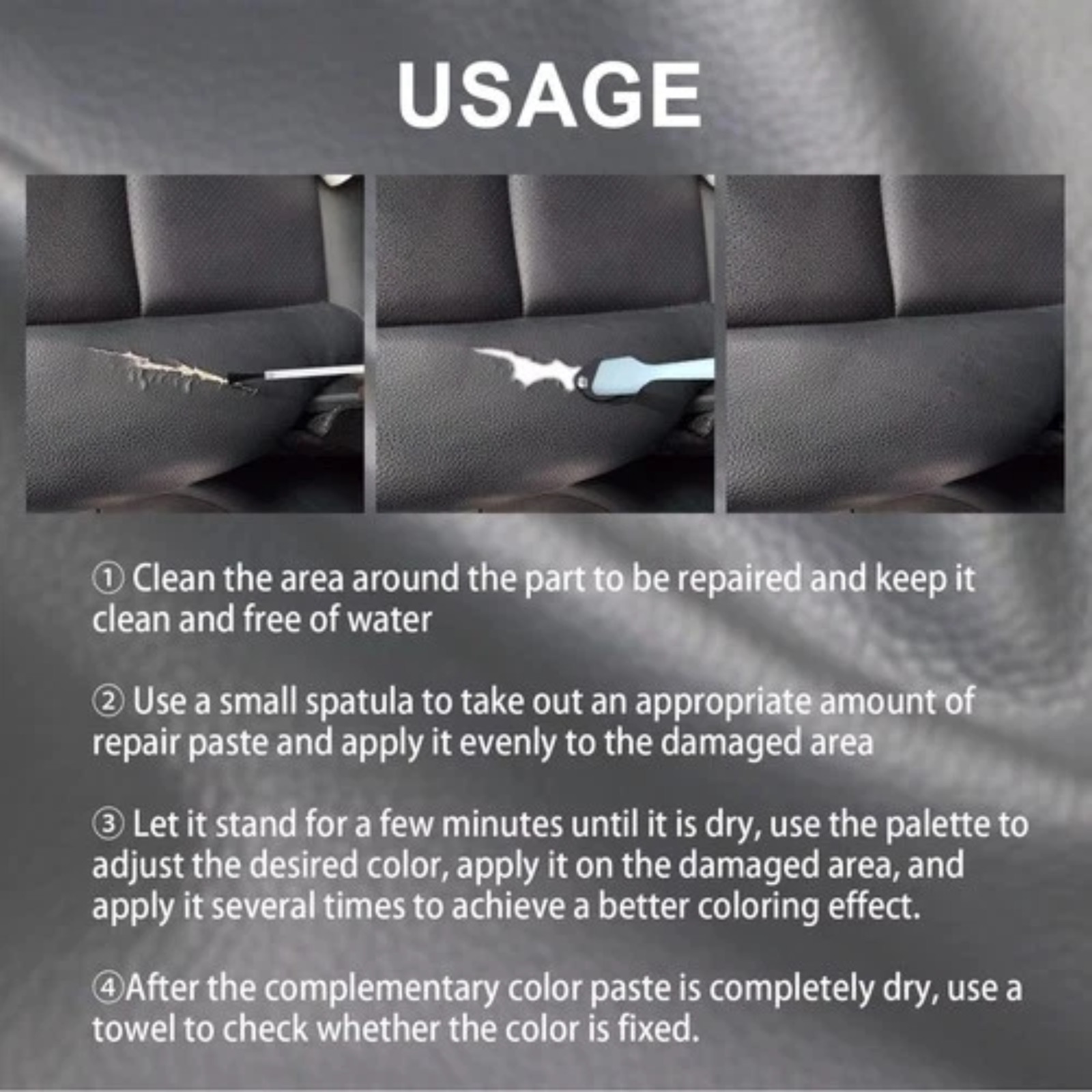 Advanced Leather Repair Kit Filler Vinyl DIY Car Seat Patch Sofa Rip Holes 20ml
