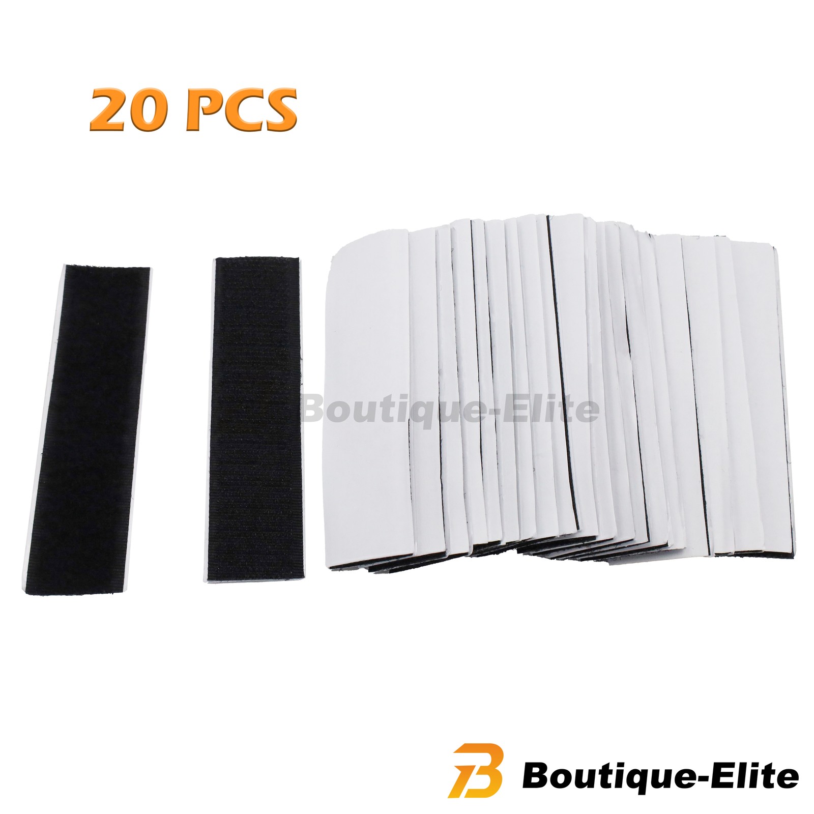 20 Sets Heavy Duty Hook & Loop Adhesive Strips 1×4” Black Sticky Back Fastener