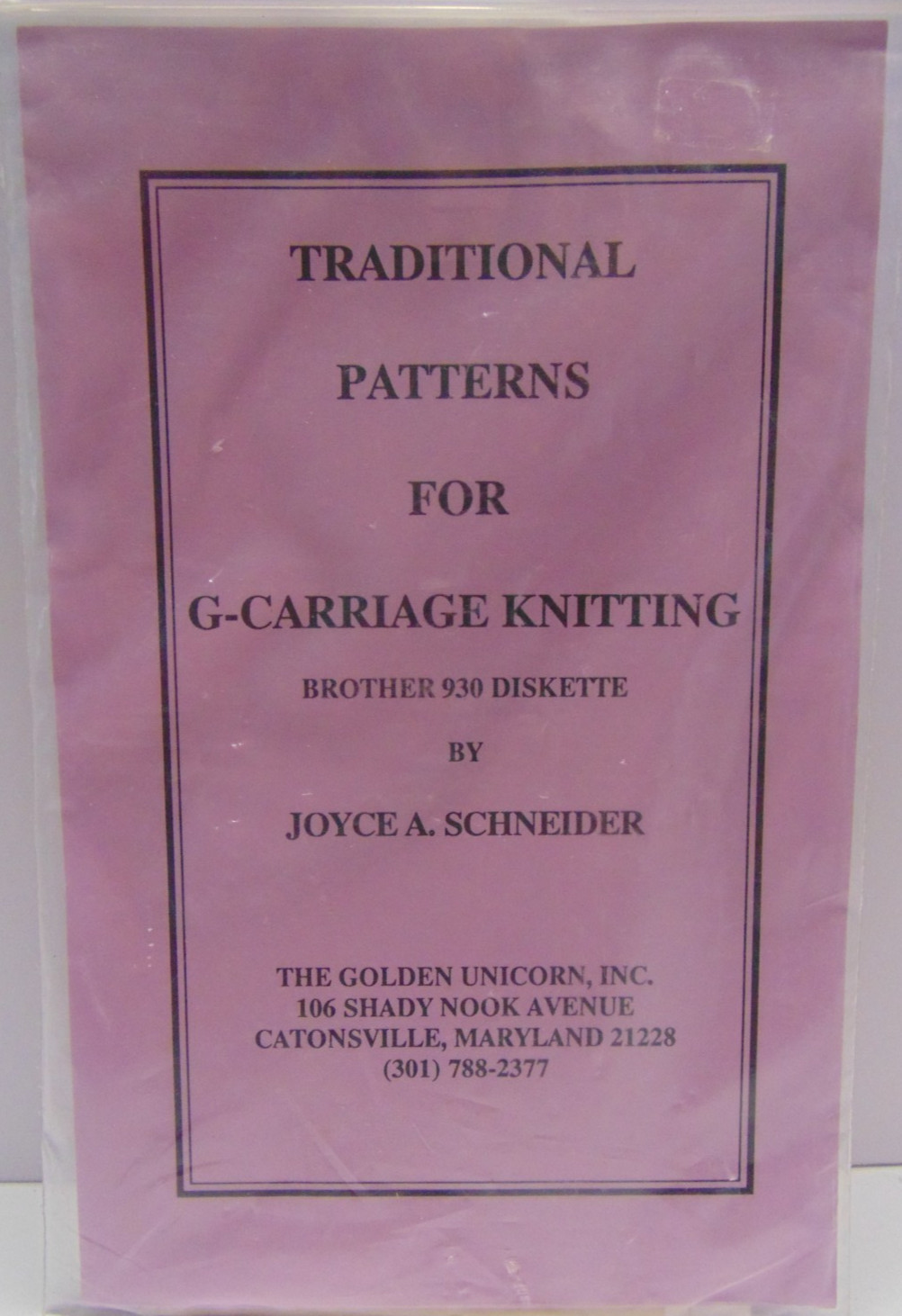 The Golden Unicorn Joyce Schneider Traditional G-Carriage Knitting Floppy Disk