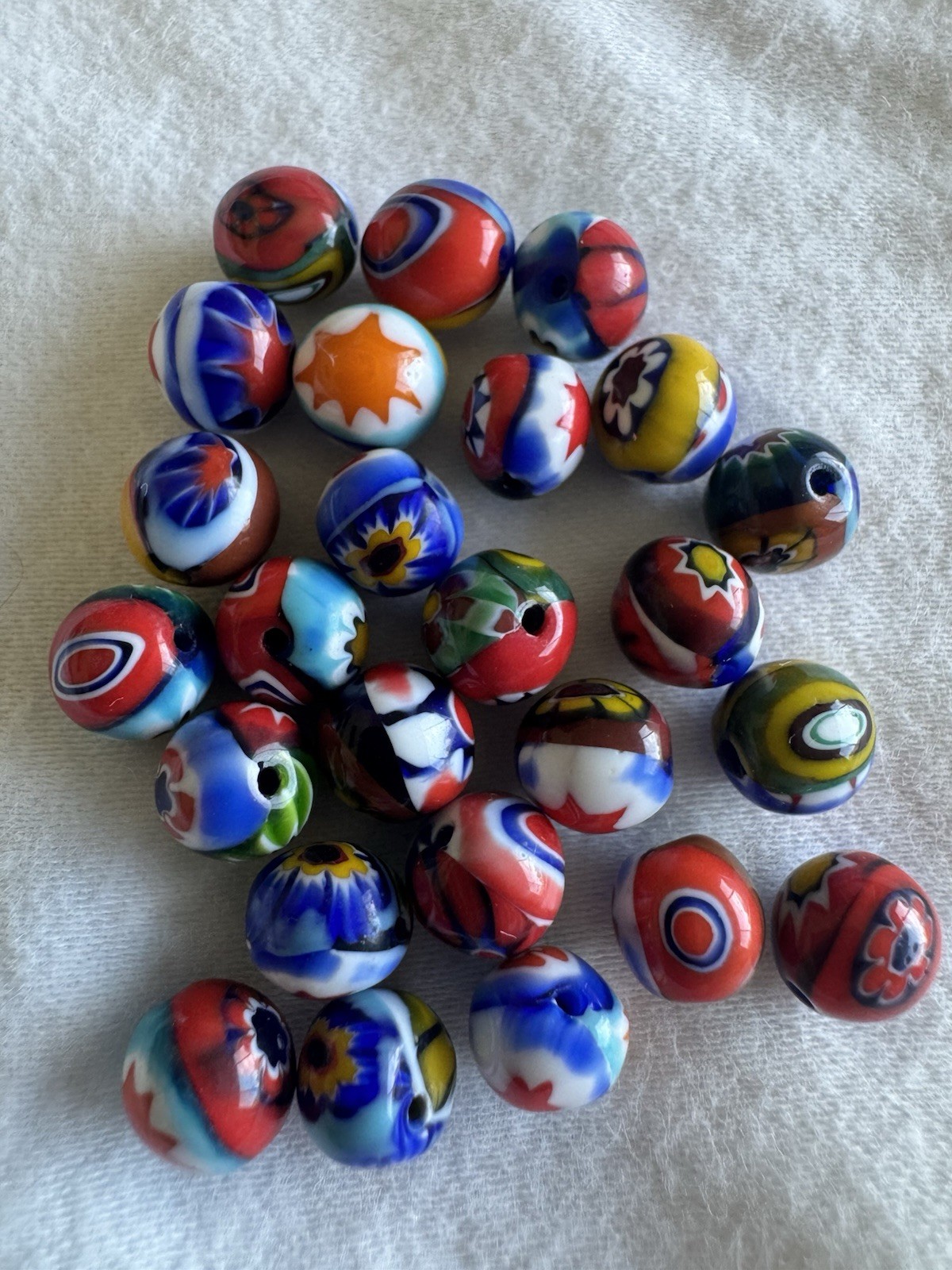25 Vintage Italian Millefiori Glass Lampwork Beads 7-7.9mm Mixed Color (A)