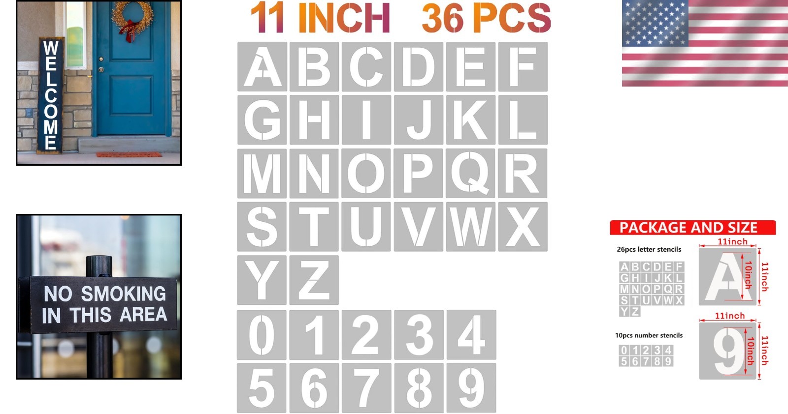 Eco-Friendly 11-Inch Alphabet & Number Stencil Set for Versatile Crafts