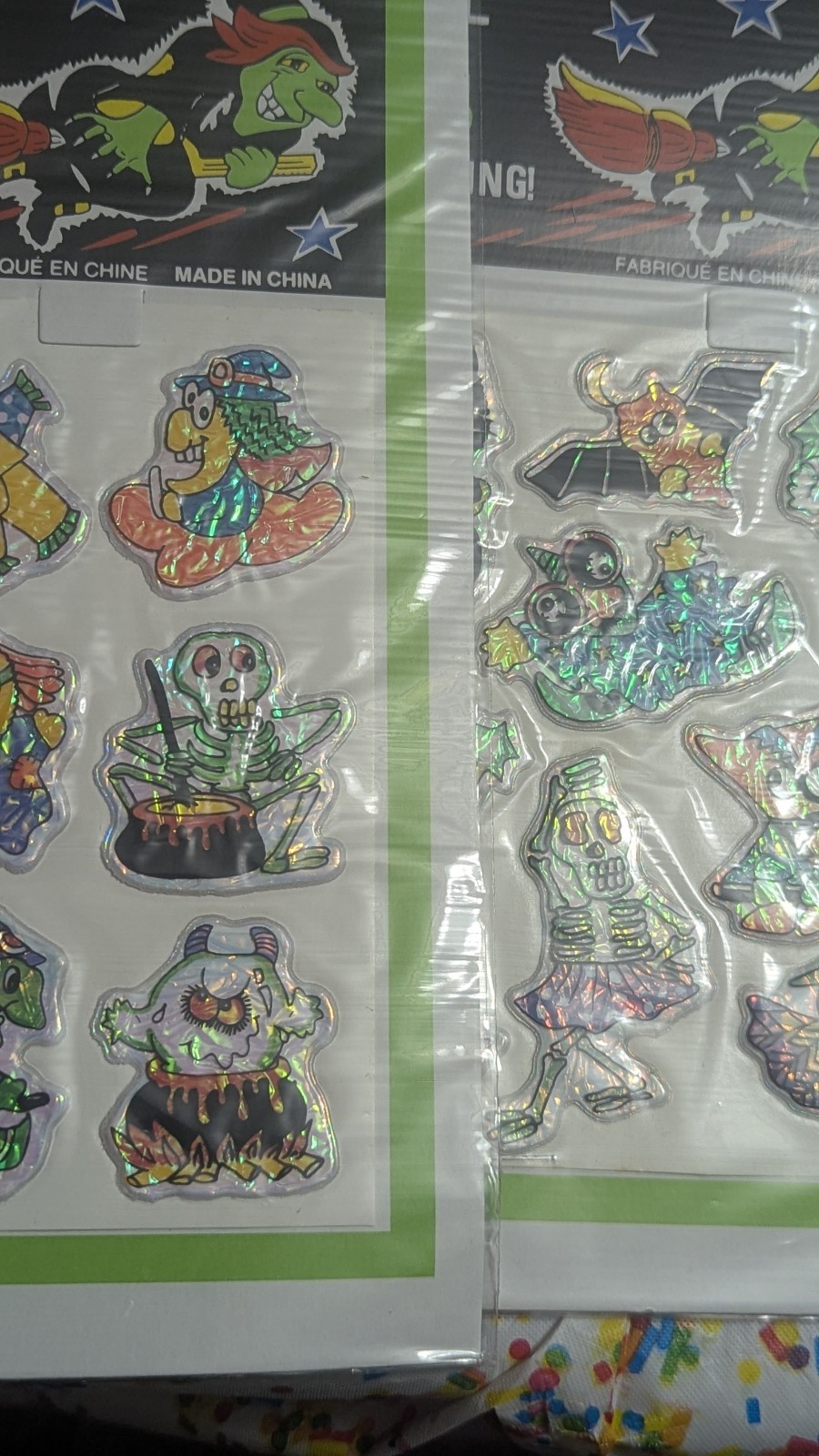 Vintage Halloween 3 dimensional Puffy Stickers Sparkly Effect Lot 2 Packs China