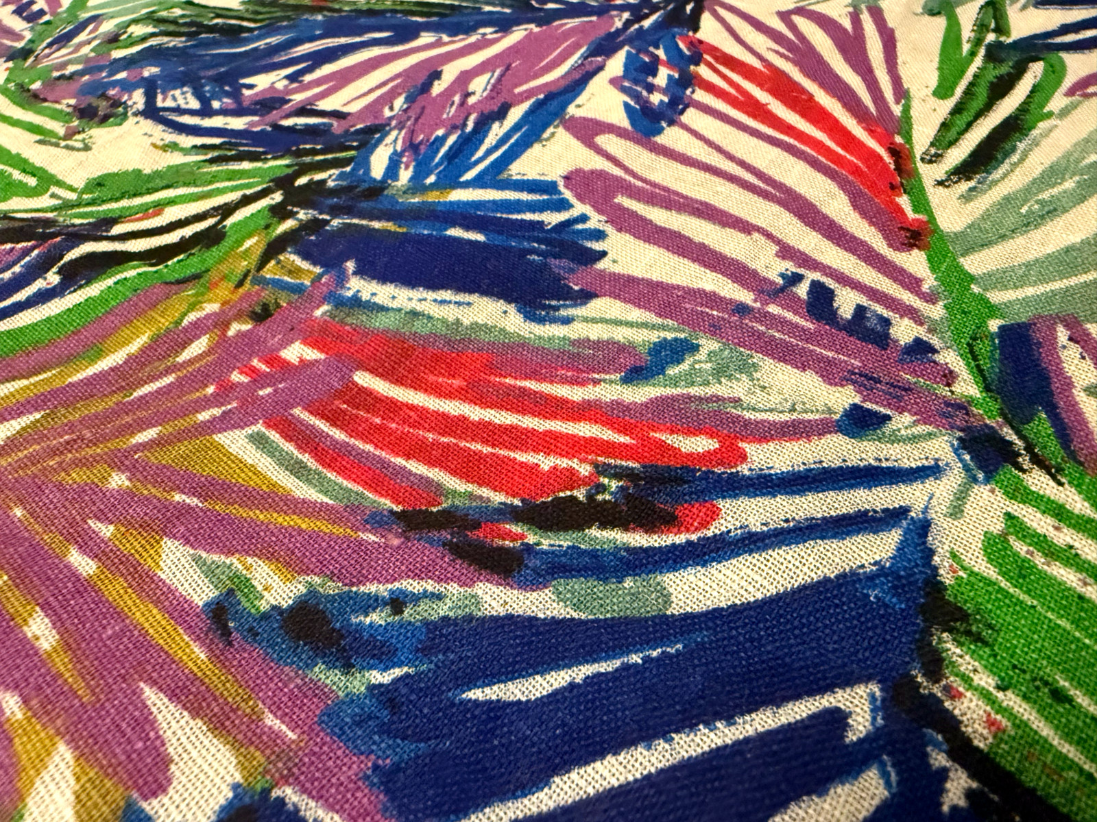 Abstract Multicolor Linen Fabric Brushstroke Print Medium Weight 55” Wide