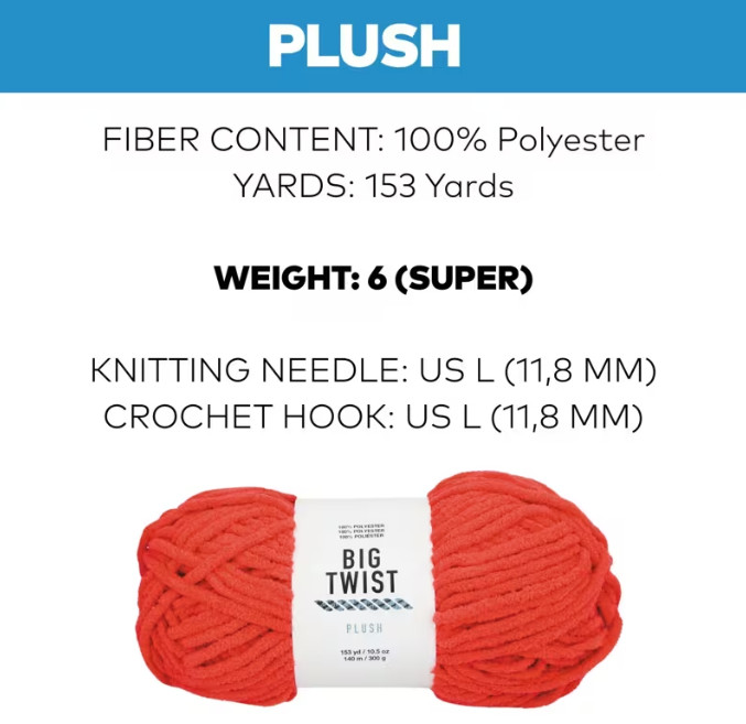 2 Skeins Solid Color Blanket Polyester Yarn, BIG TWIST