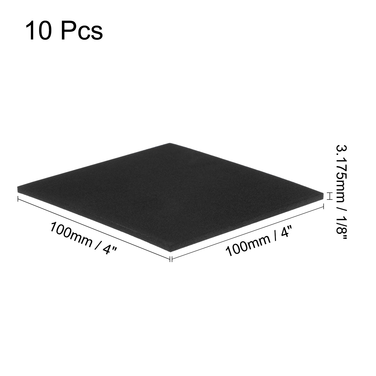 10pcs Rubber Padding Sheets 1/8″ Thick x 4″ Long Square Neoprene Foam Sheet