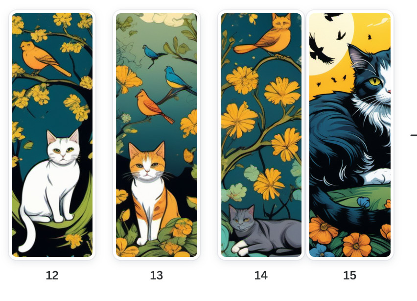 15 Printable Bookmarks Digital PDF file Spring Gift Baroque feline cat and bird