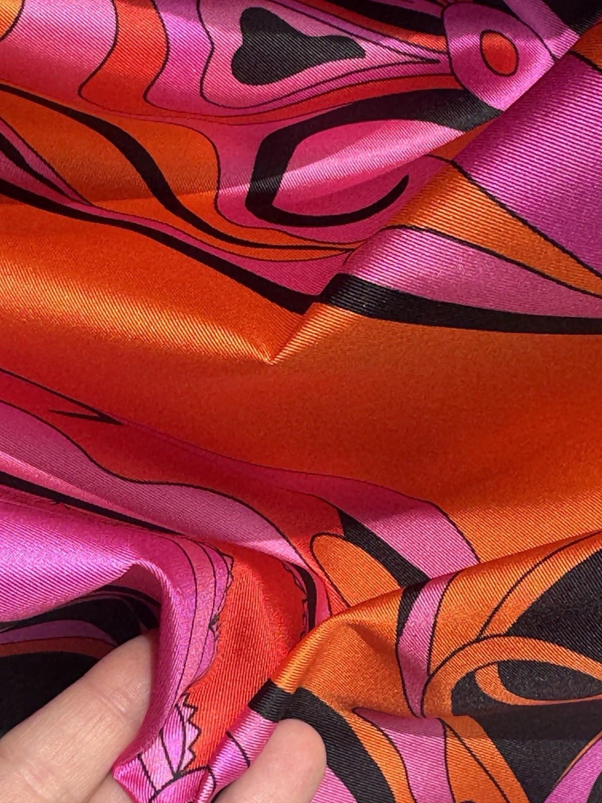 Italian Deadstock 100% Silk Twill 60 GSM Fabric By The Yard Emilio Pucci Logo