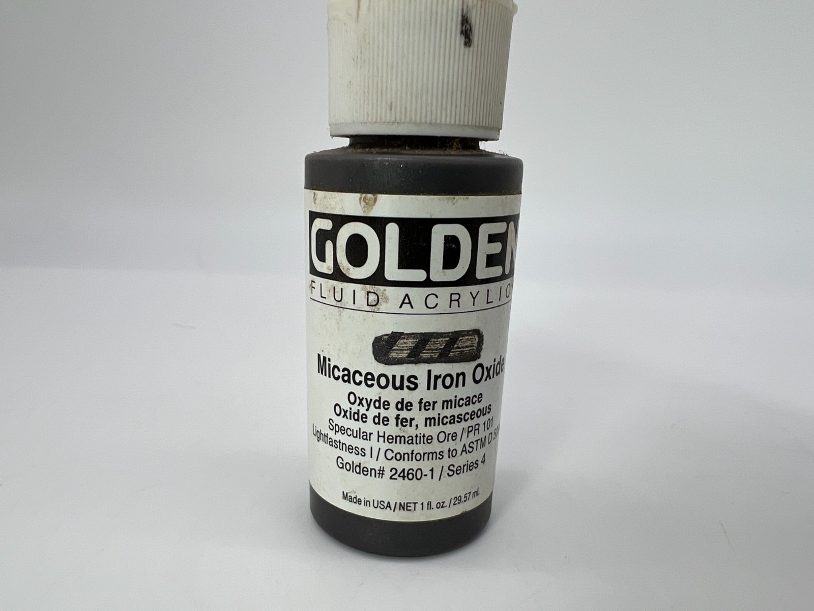 Golden Fluid Acrylics Lot 3 Micaceous & Transparent Red/Yellow Iron Oxide USED