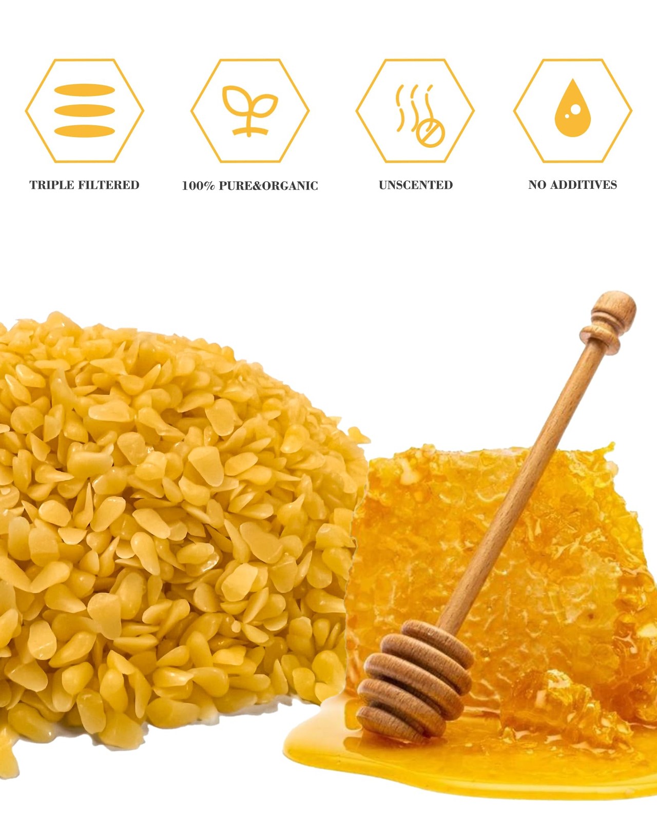 Beeswax Pellets 2LB(32 oz), Organic Yellow Bees Wax for DIY Candles, Beeswax …