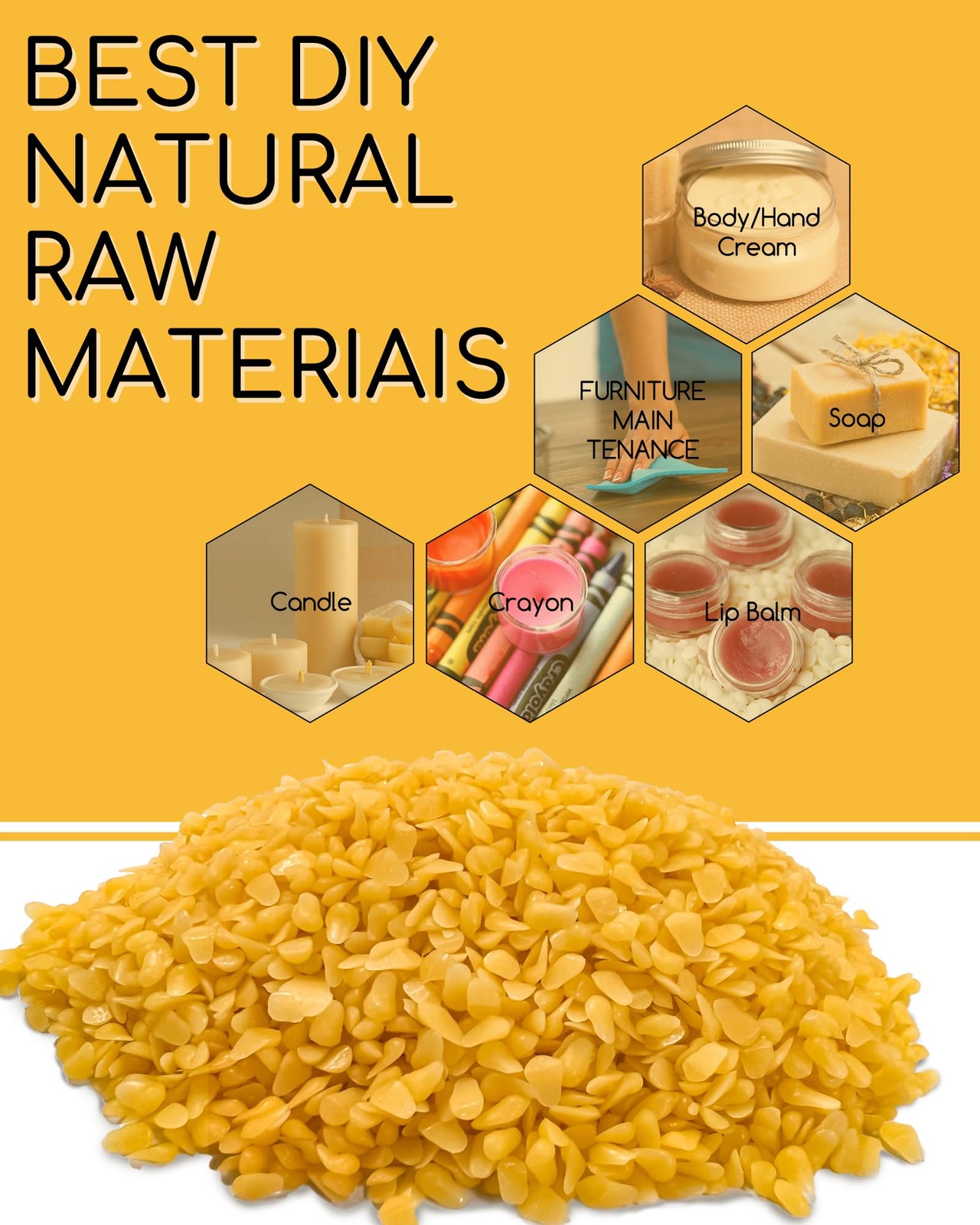 Beeswax Pellets 2LB(32 oz), Organic Yellow Bees Wax for DIY Candles, Beeswax …