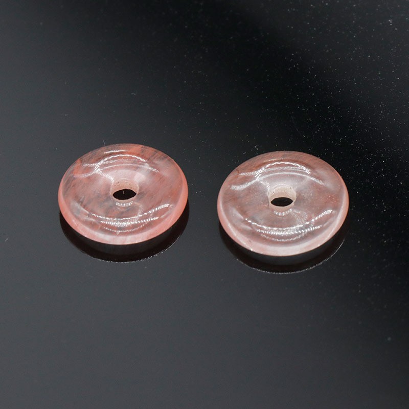 20pcs Artificial Cherry Quartz Stone Large Hole Circle Beads Pendants 14mm DIY
