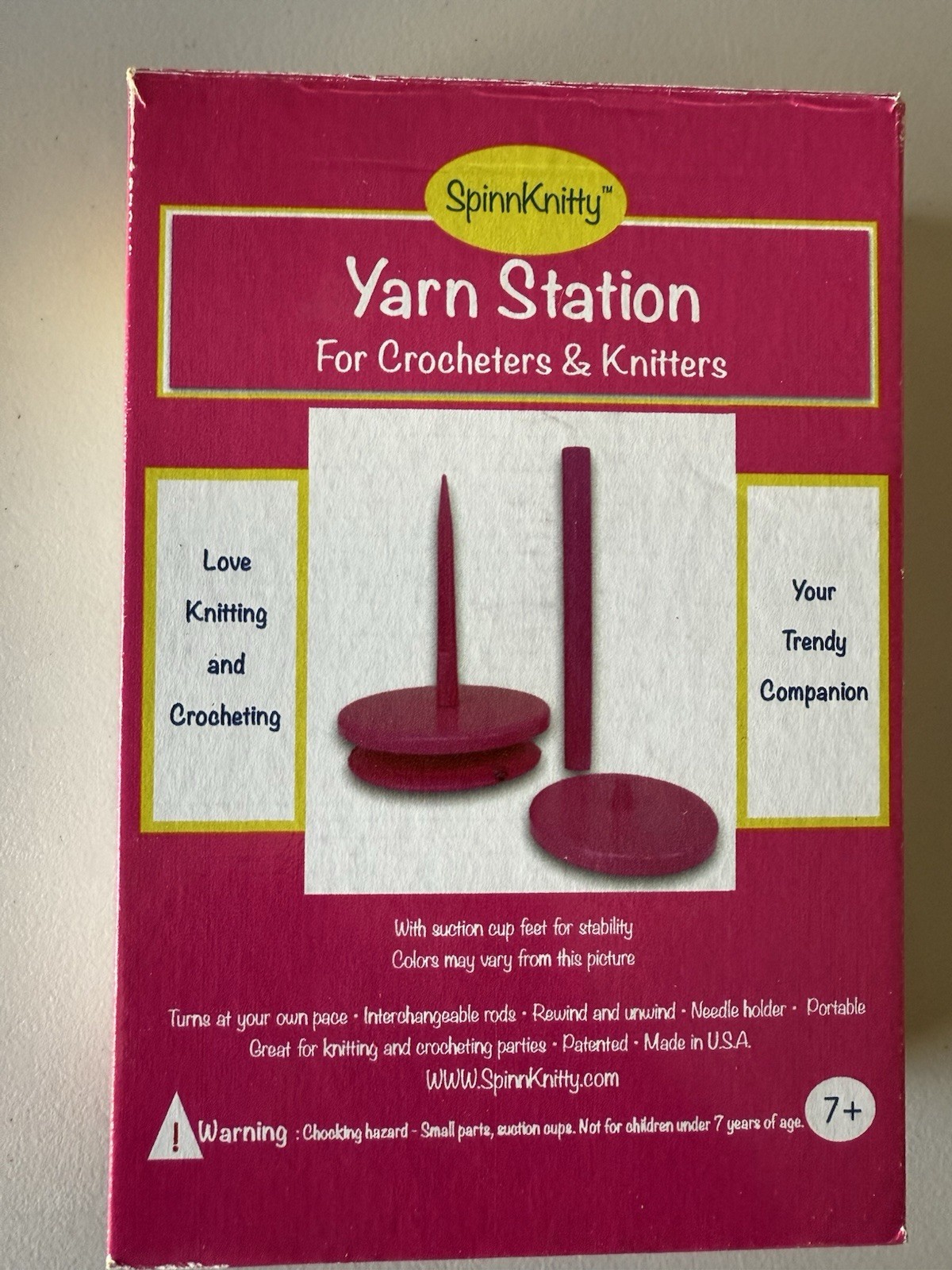 SpinnKnitty Magenta Yarn Holder Organizer for Crocheters & Knitters: Pink Color