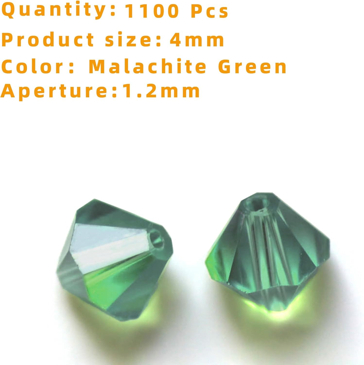 1100PCS 4mm Bicone Crystal Glass Beads for Jewelry Making, Sparkling Mini Beads