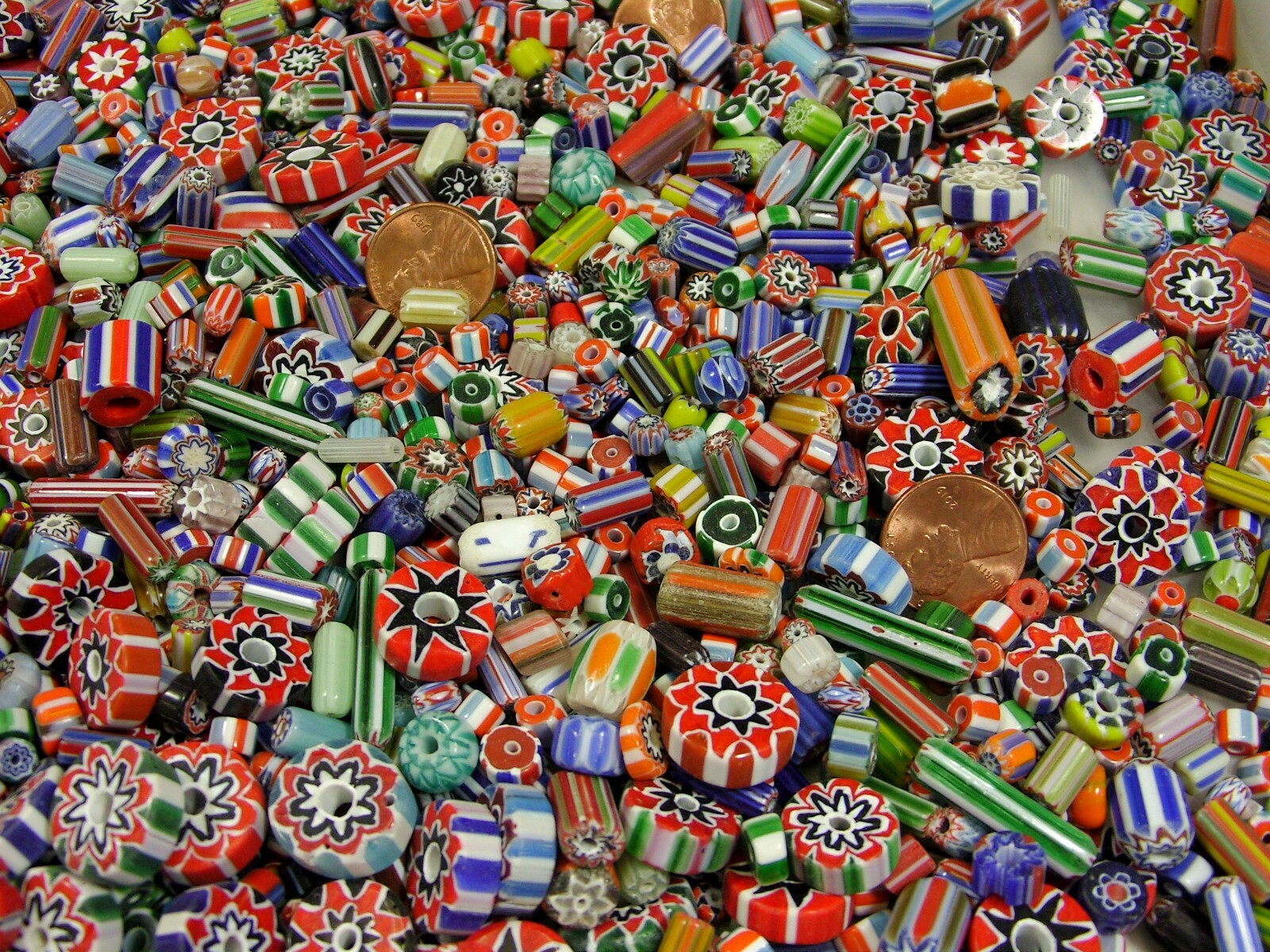 2 Pounds Assorted Shapes & Sizes India Handmade Chevron Glass Beads Lot (KK-87)