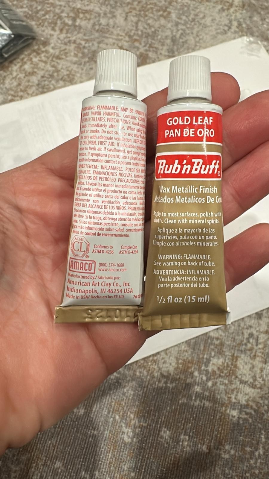AMACO Rub n Buff Gold Leaf 15ml Wax Metallic Finish 6 Tubes Set