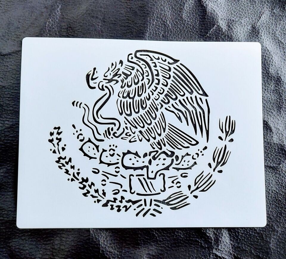 Stencil Mexico Mexican Flag Emblem Eagle 8.5″ x 11″ Reusable Flexible Plastic