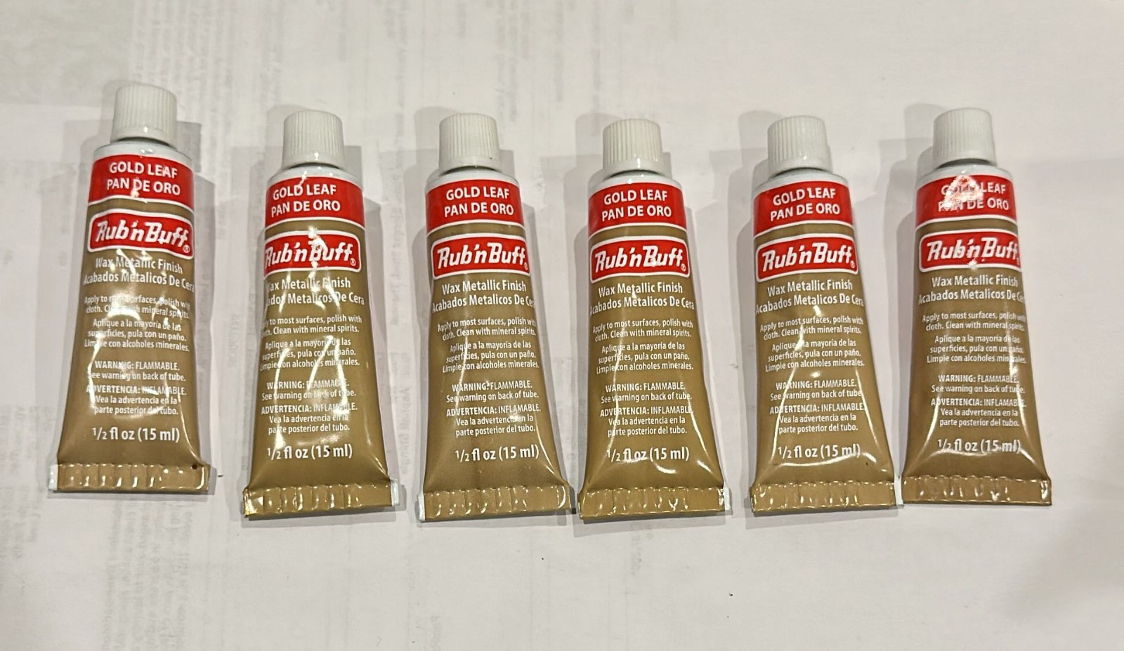 AMACO Rub n Buff Gold Leaf 15ml Wax Metallic Finish 6 Tubes Set