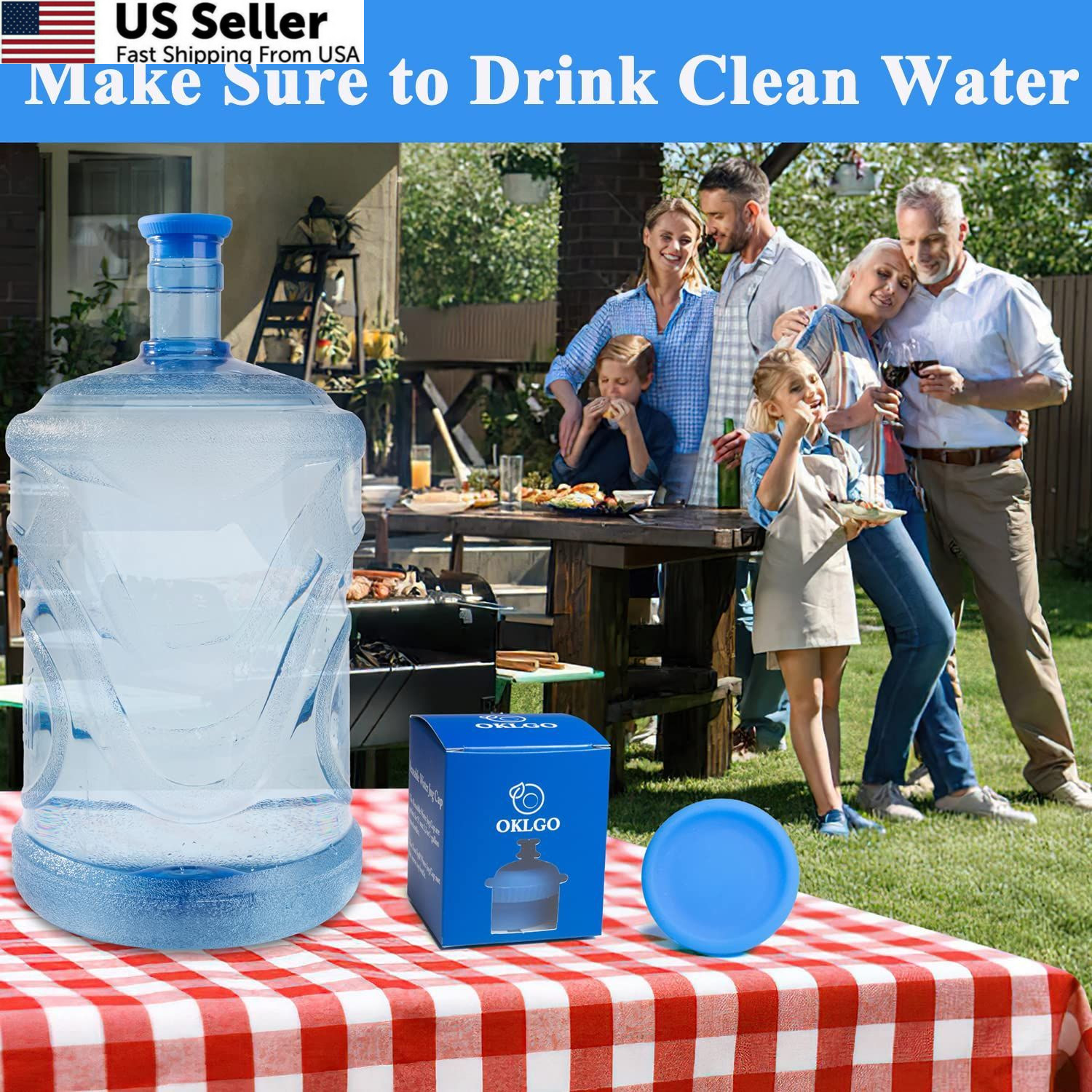 3 & 5 Gallon Water Jug Caps Reusable – Non-Spill 55mm Bottle 55mm, Blue