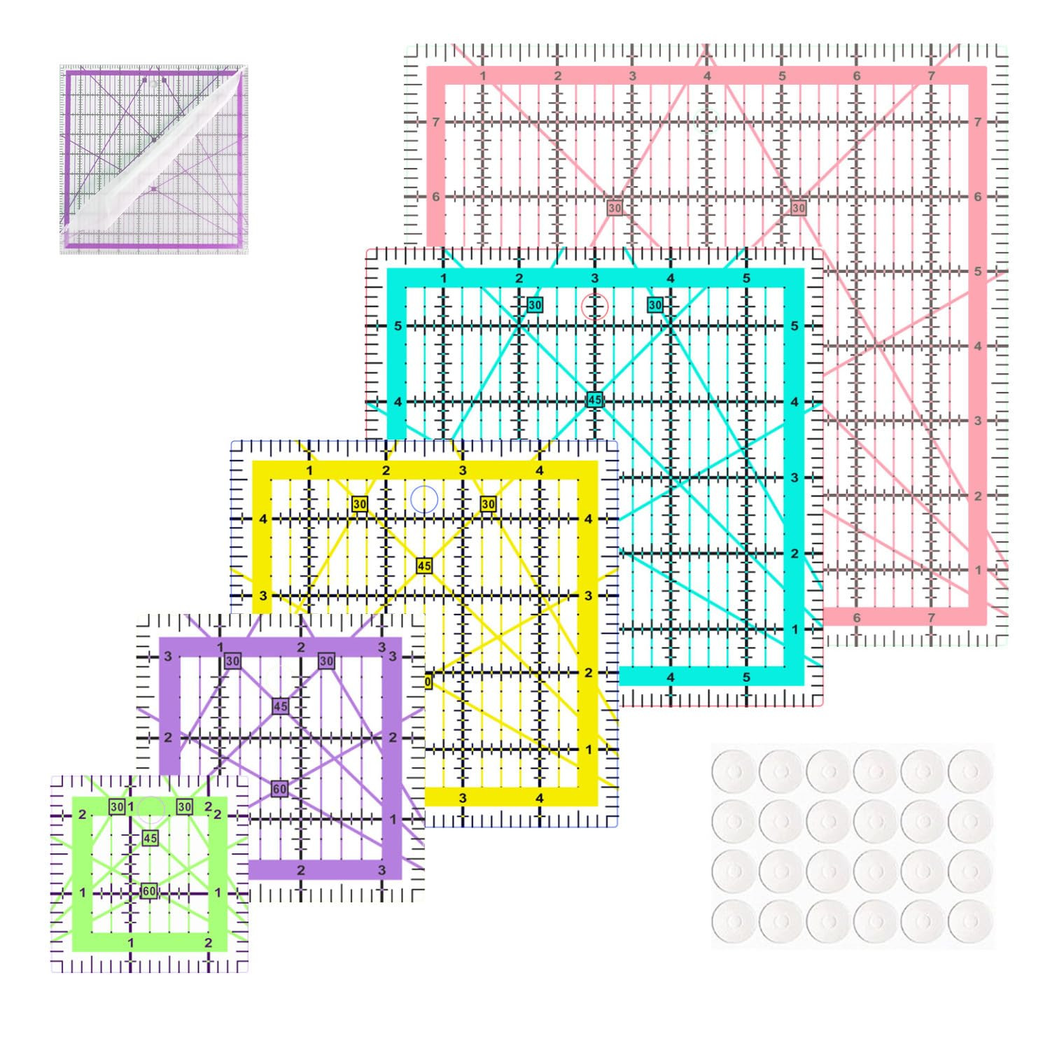 Quilting Rulers,5 Quilting Square Rulers(2.5″,3.5″, 5″, 6″, 8″),Quilting Rulers