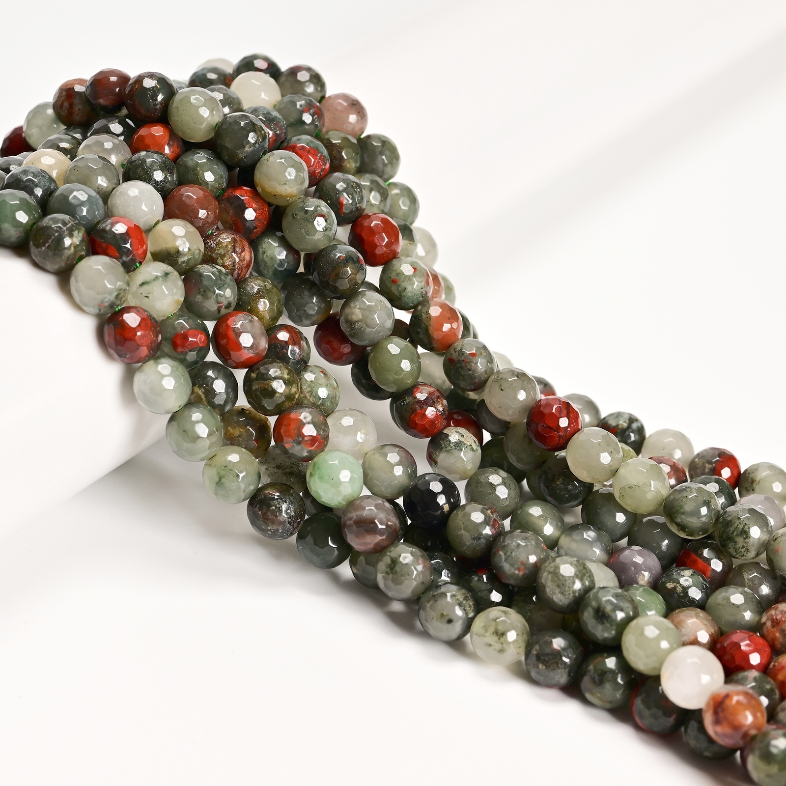 African Bloodstone Faceted Round Beads 6mm 8mm 10mm 15.5″ Strand