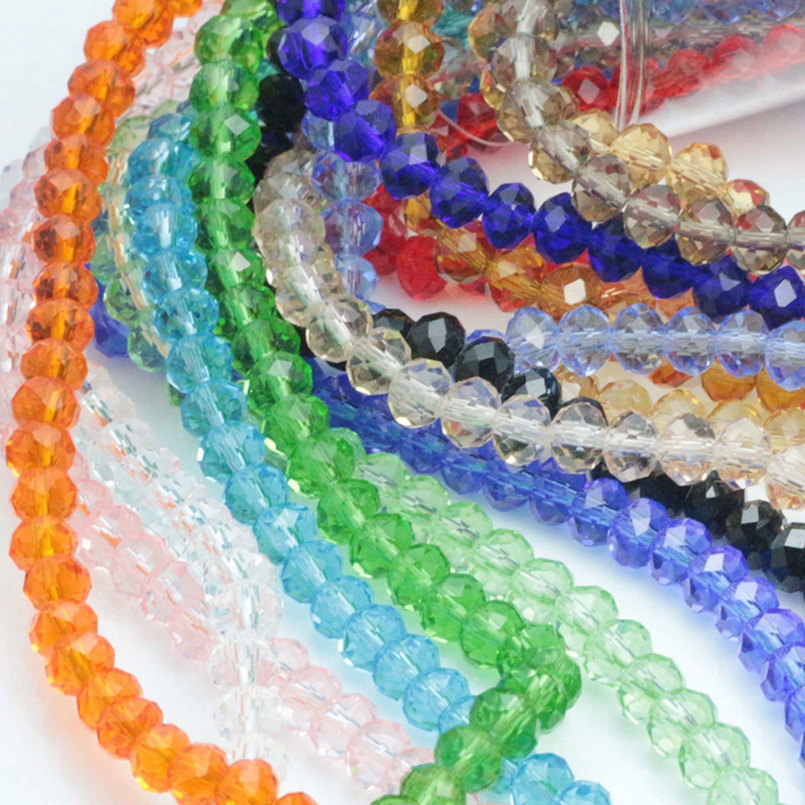 64pcs 8X10mm Faceted Rondelle Crystal Glass Loose Spacer Beads Jewelry Making