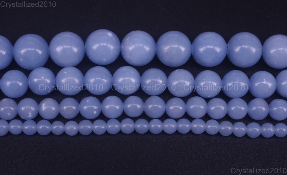 Natural Angelite Blue Gemstone Round Spacer Beads 4mm 6mm 8mm 10mm 12mm 15″