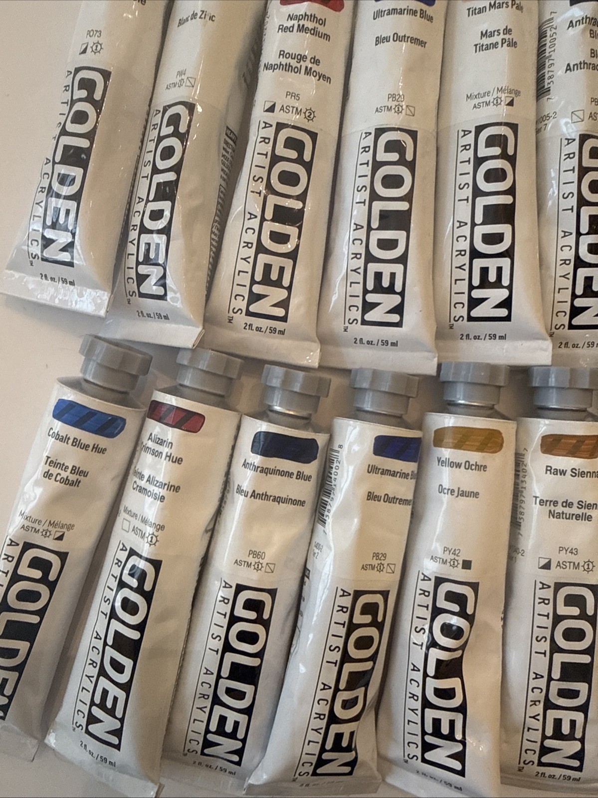 LOT OF 50 GOLDEN Acrylic Artist Colors Paints 2fl oz Tubes *NEW *FREE SHIPPING!