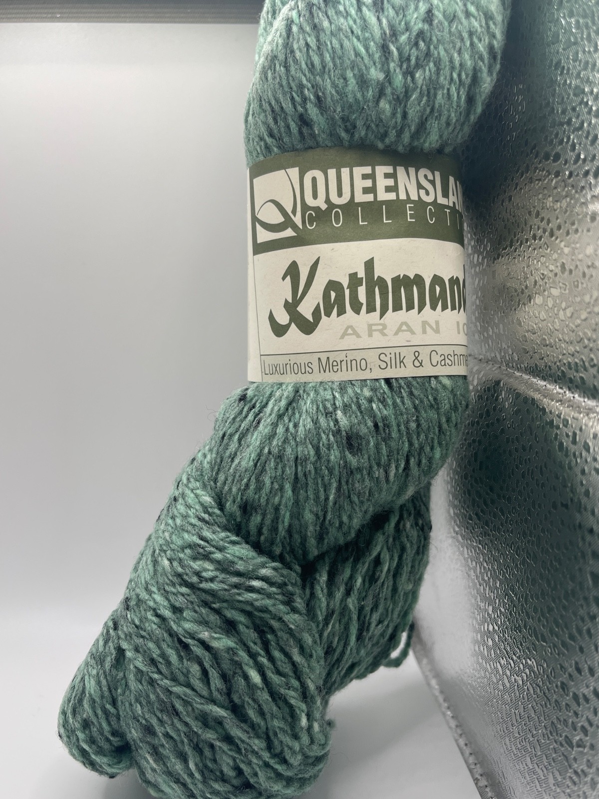 Queensland Kathmandu Aran 100 Merino Silk Cashmere Tweed Yarn #46 Viridian 208yd