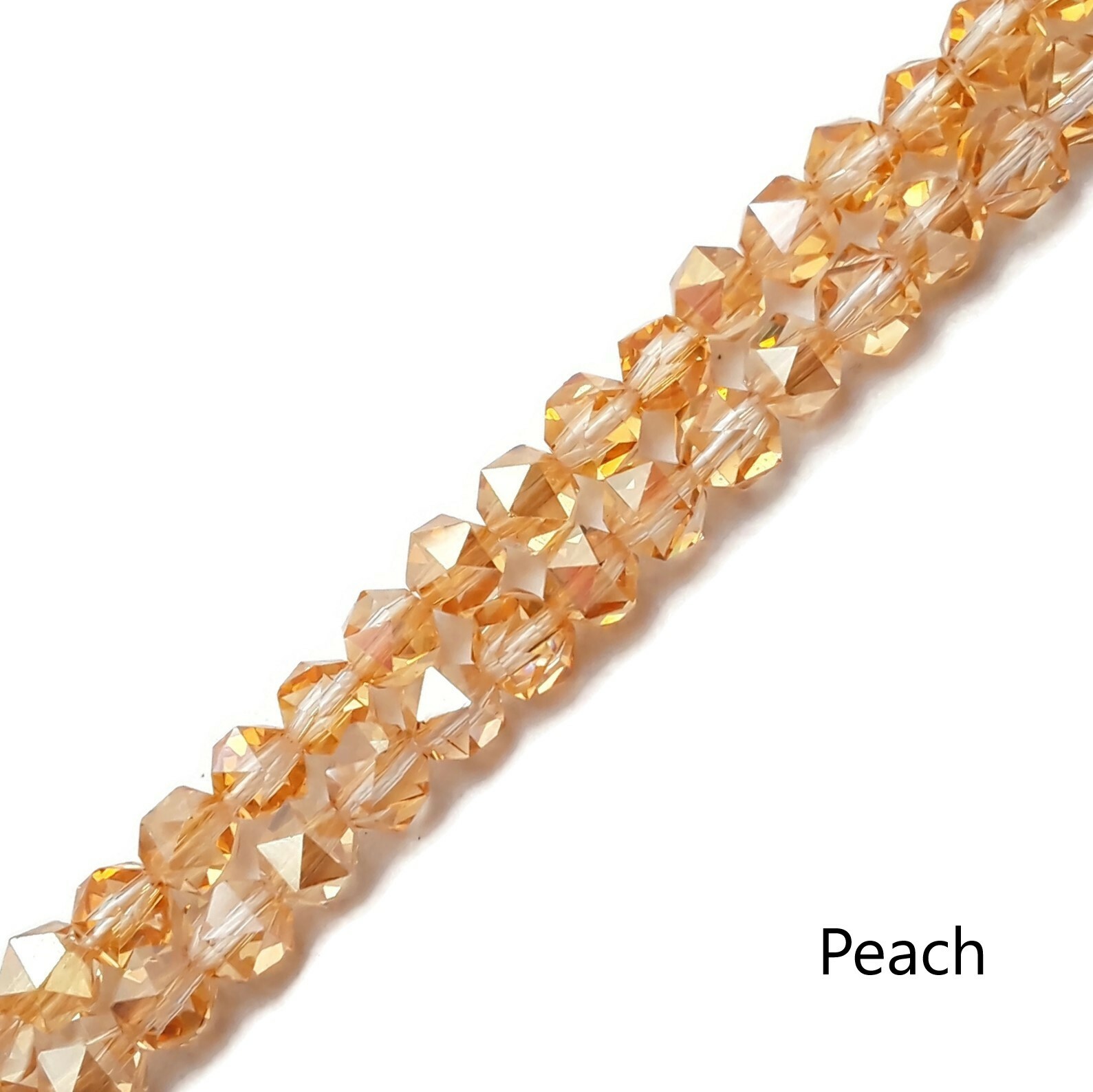 Crystal Glass Faceted Star Cut Round Beads 6mm 13″ Strand