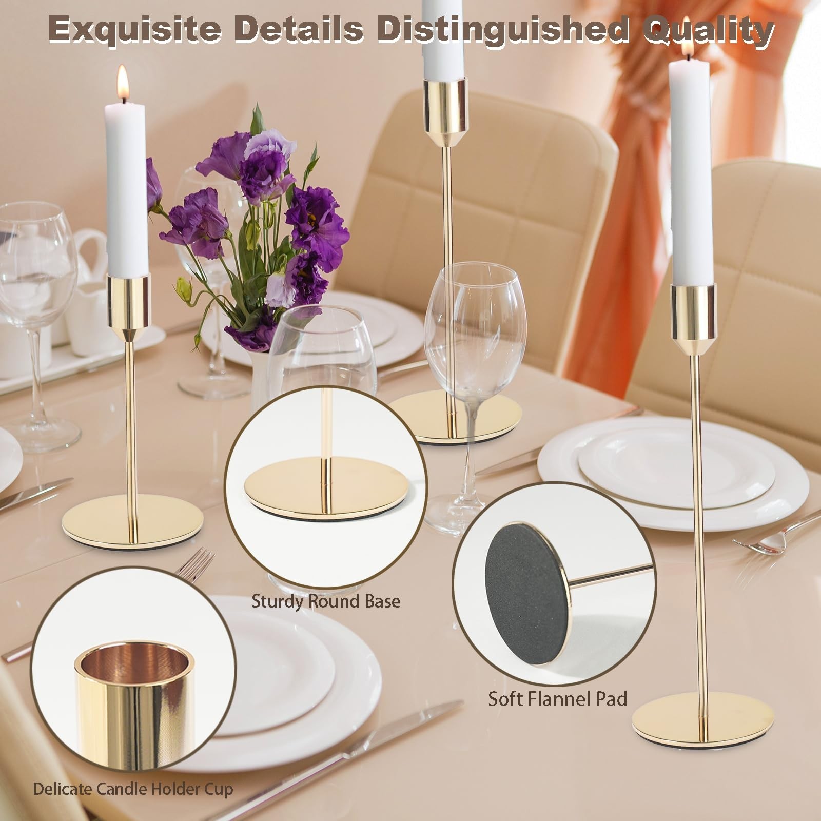 Gold Candlestick Holders Set of 54, Brass Gold Taper Candle Holders Bulk for …