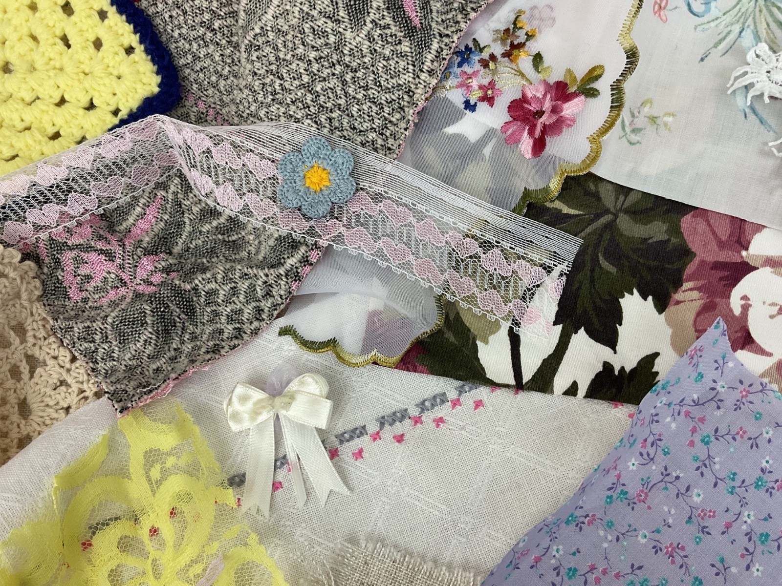 Curated Vintage Slow Stitch Bundle – Mixed Media Textile Collage Art Supplies
