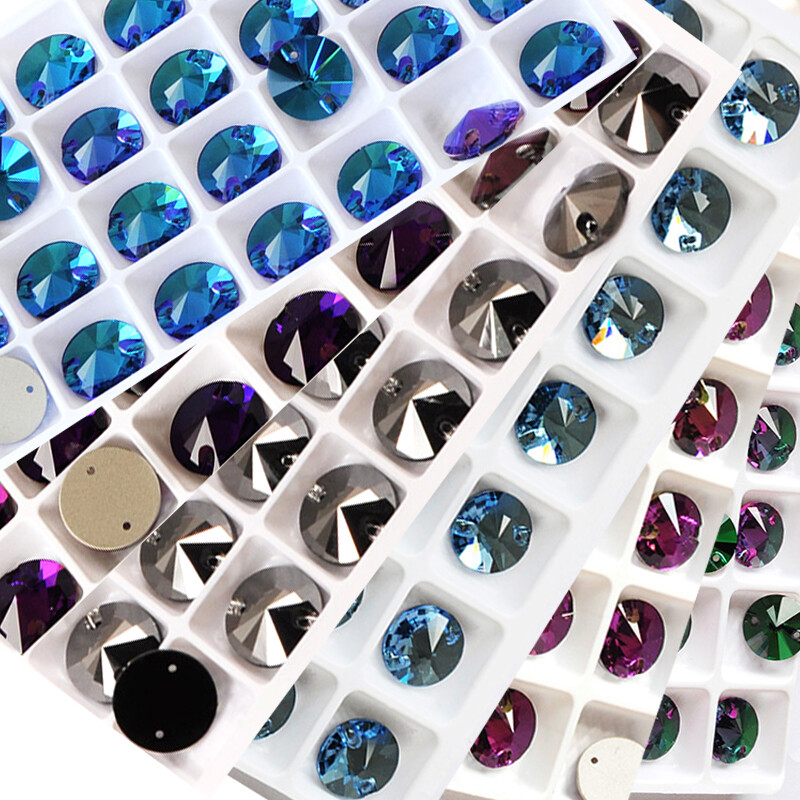 3200 Colorful Rivoli round shape crystal glass sew on rhinestone Sewing Beads