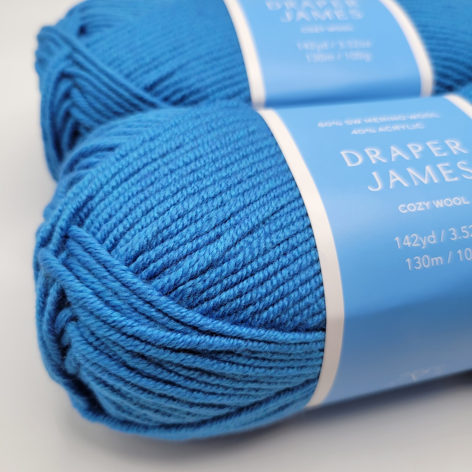 (2 Skeins) Draper James Cozy Wool FRENCH BLUE SW Merino Acrylic 142 yds 3.52 oz