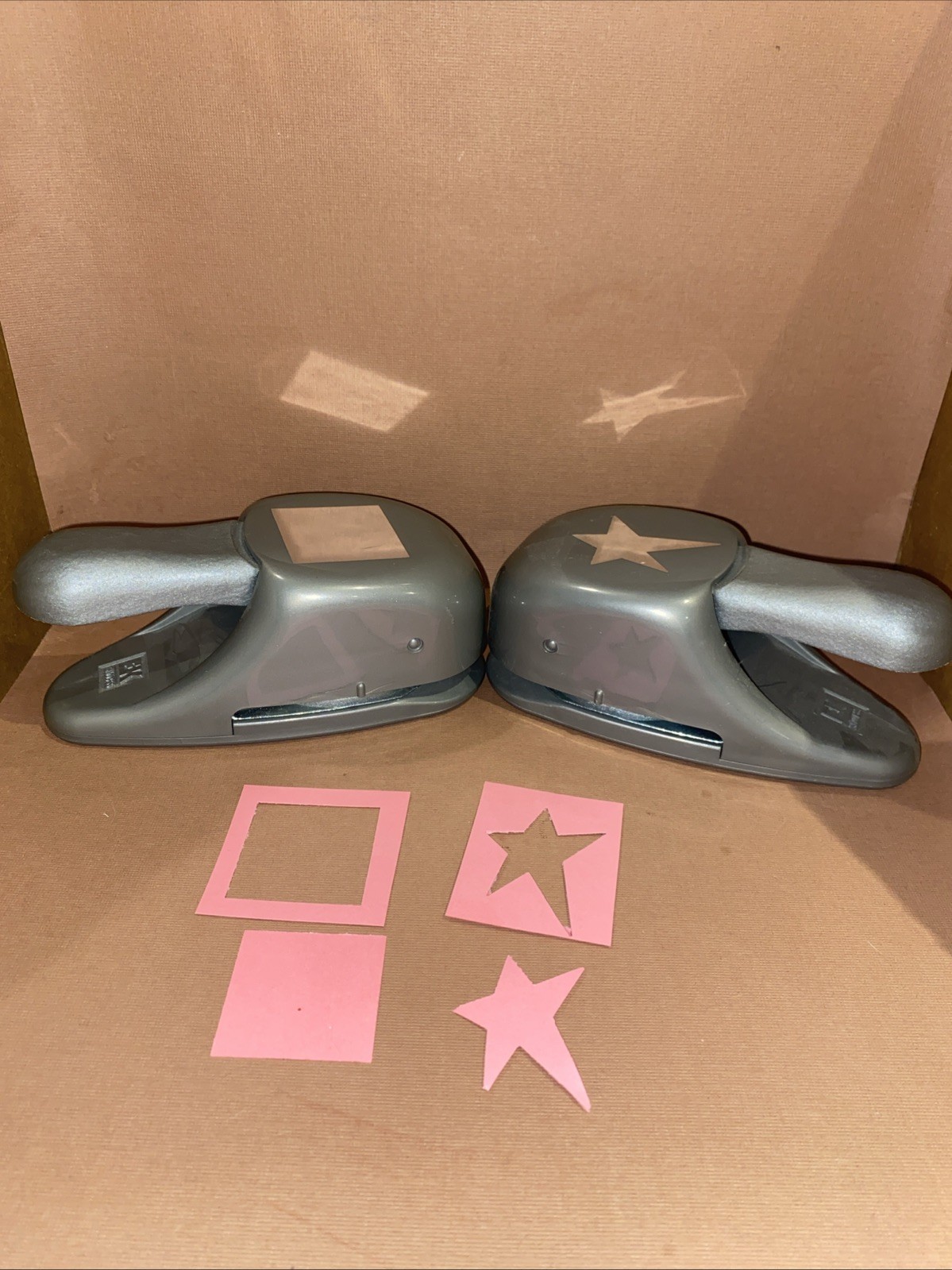 EK Success Square 1.5” And Star Decorative Tag Punch Whale Tale Lot Of 2
