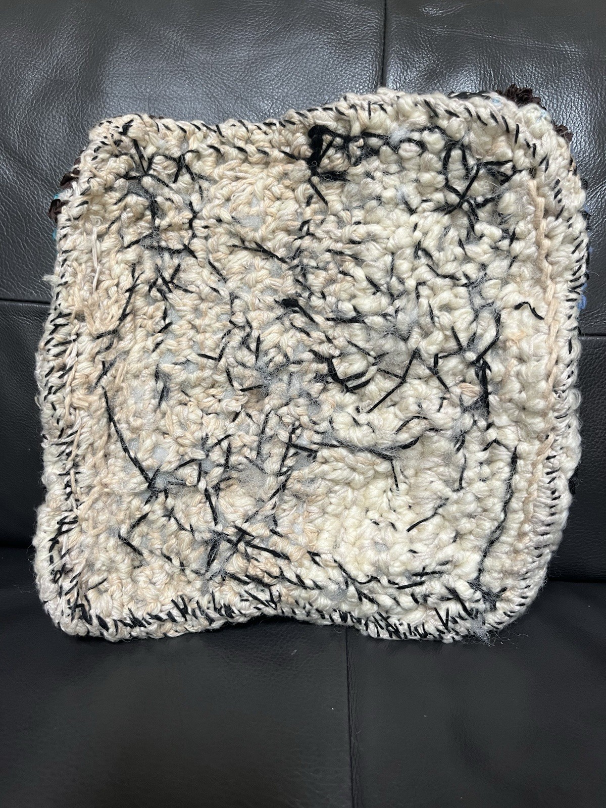 Handmade Textile Fiber Art Wall Hanging OOAK Mixed Media 10×10 Abstract Decor