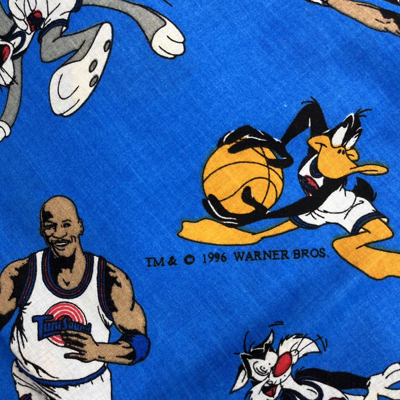 Vintage Lot Of 1996 Space Jam Fabric Sheets Looney Tunes Michael Jordan Crafting