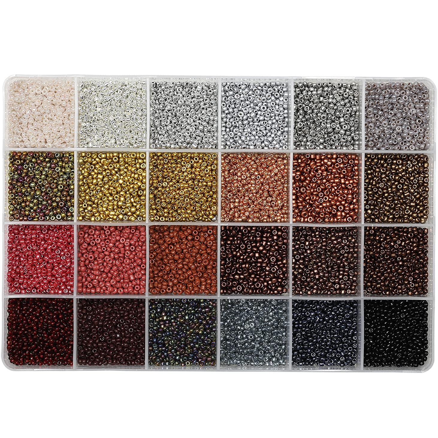 12/0 Glass Seed Beads About 15600pcs 24 Colors Loose Seed Beads 2mm 24 Colors A