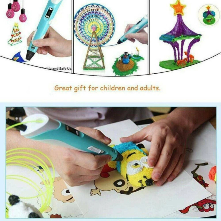 3D Printing Pen Set 3D Drawing Pen with Led Display 3 Color Filament Kid Gift