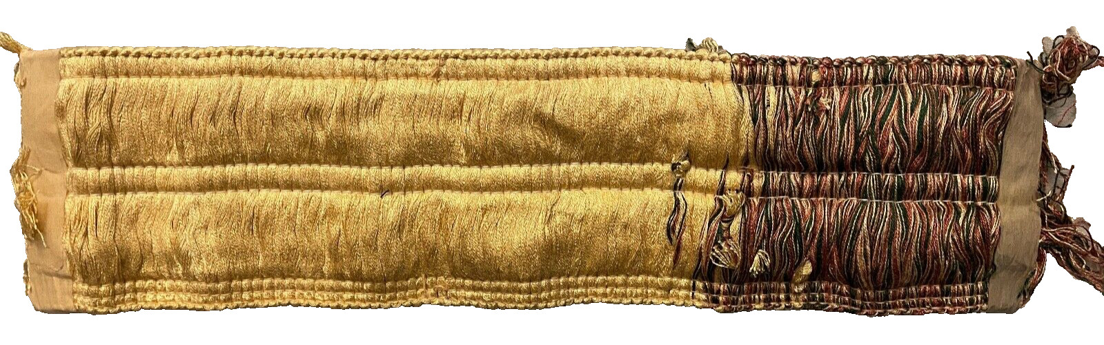 2-TONE FRINGE LOT, 2 pcs. YELLOW/MULTI 1¾” x 15″ (30″); 1¾” x 1 yd – Flaws – #50
