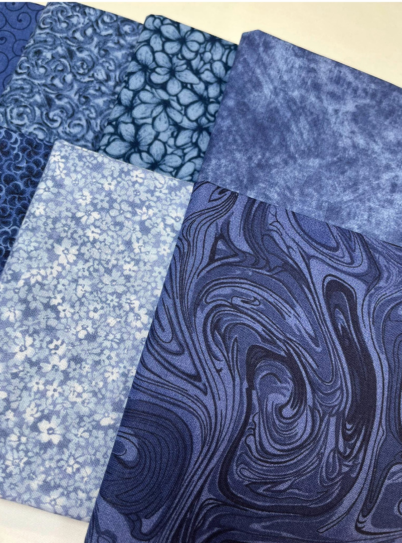 8 Navy Blue Fat Quarters ~ Tonal Blender Quilt Fabric
