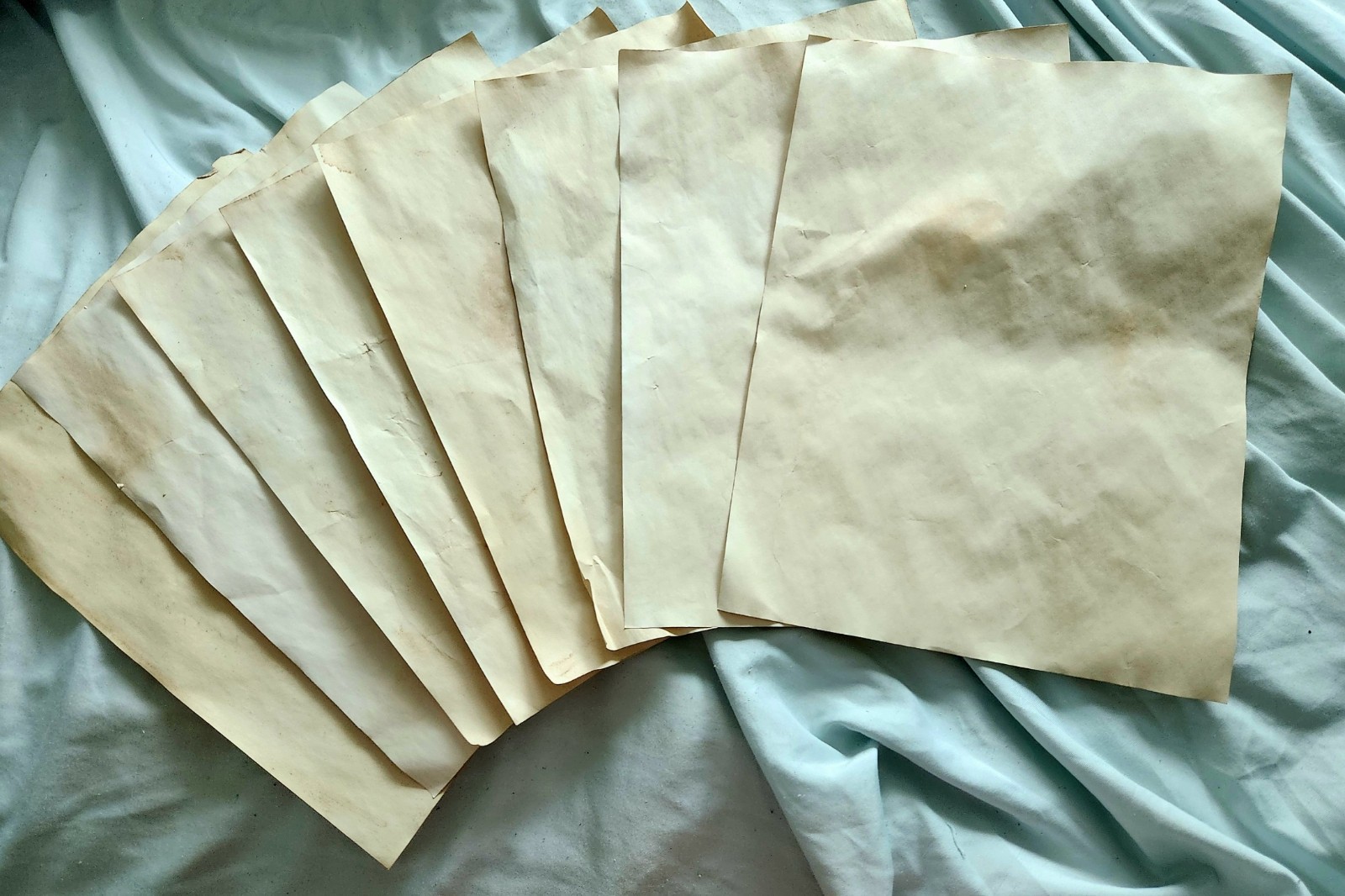 10 sheet bundles of tea stained paper, hand dyed, aged, junk journal, stationary