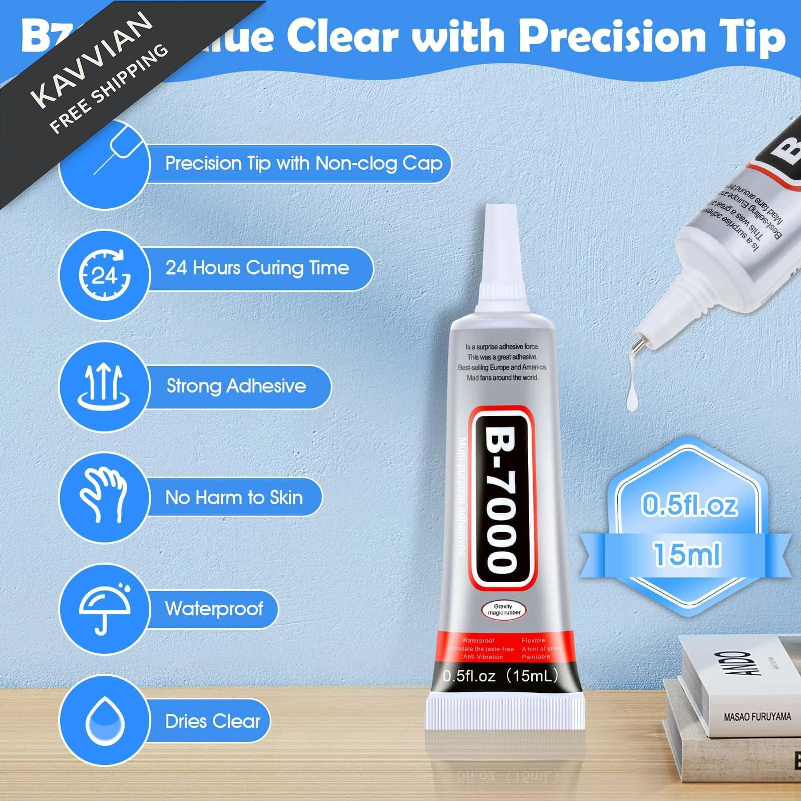 B7000 Glue Clear for Rhinestones, 0.5 fl oz (15ml), 4Pcs, 0.5fl.oz (15mL)