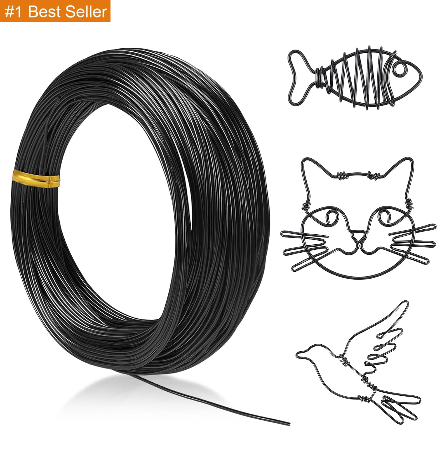 Black Craft Wire, 18 Gauge Aluminum Craft Wire, Bendable Wires for Crafts and Je